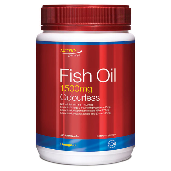 마이크로제닉 피쉬 오일 1500mg 무취 400정 Microgenics Fish Oil 1500mg Odourless 400 Capsules