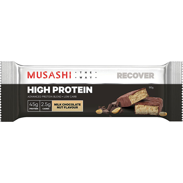 무사시 하이 프로틴 바 밀크 초콜렛 너트 90g Musashi High Protein Bar Milk Chocolate Nut 90g