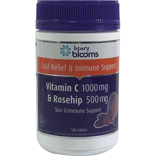 블룸스 비타민 C 1000mg Ascorbic 산 + 로즈힙 500mg 180타블렛 Blooms Vitamin C 1000mg (asorbic acid) + Rosehip 500mg 180 Tablets