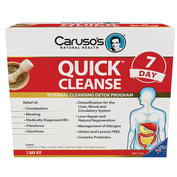카루소스 내츄럴 헬쓰 퀸 클렌즈 7일 디톡스 프로그램+프로바이오틱 Carusos Natural Health Quick Cleanse 7 day Detox Program + Probiotic