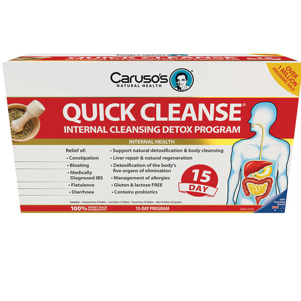 카루소스 내츄럴 헬쓰 퀸 클렌즈 15일 디톡스 프로그램+프로바이오틱 Carusos Natural Health Quick Cleanse 15 Day Detox Program + Probiotic