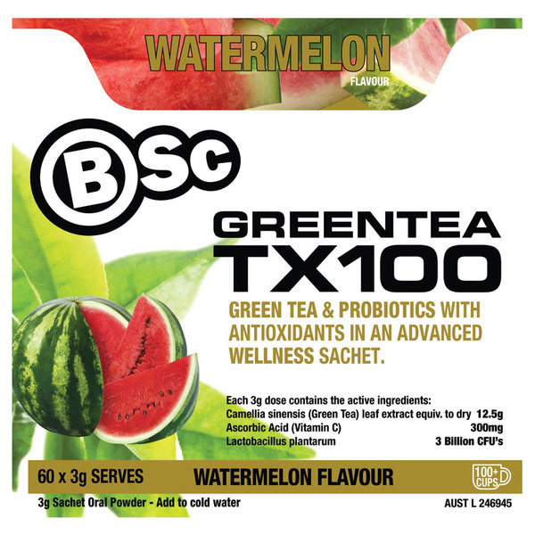 BSC 그린 티 TX100 수박 60 x 3g 서브 BSC Green Tea TX100 Watermelon 60 x 3g Serve