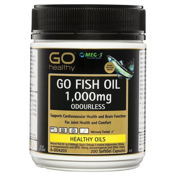 고헬씨 피쉬 오일 1000mg 무취 200정 GO Healthy Fish Oil 1000mg Odourless 200 Capsules