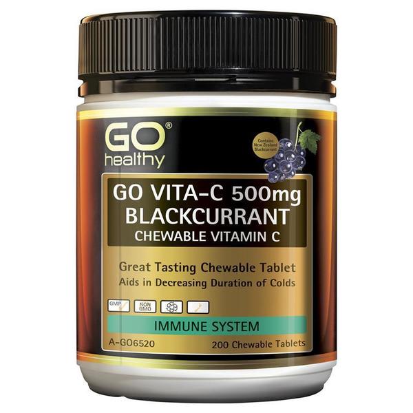 고헬씨 비타-C 500mg 블랙커런트 200 츄어블 GO Healthy Vita-C 500mg Blackcurrant 200 Chewable
