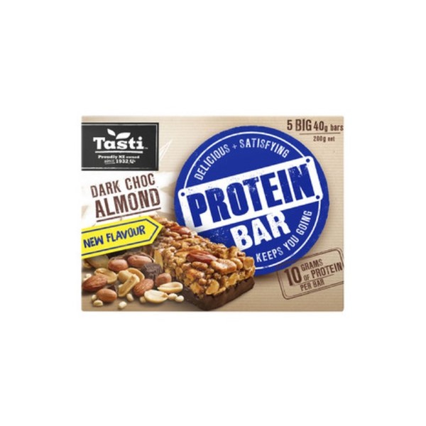 테이스티 다크 초코 아몬드 프로틴 바 5 팩 200g, Tasti Dark Choc Almond Protein Bars 5 pack 200g