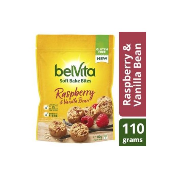 벨비타 소프트 베이크 바이트 라즈베리 바닐라 비스킷 110g, Belvita Soft Bake Bites Raspberry Vanilla Biscuits 110g