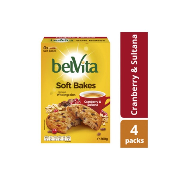 벨비타 크랜베리 &amp; 설타나 소프트 베이크 비스킷 200g, Belvita Cranberry &amp; Sultana Soft Bakes Biscuit 200g