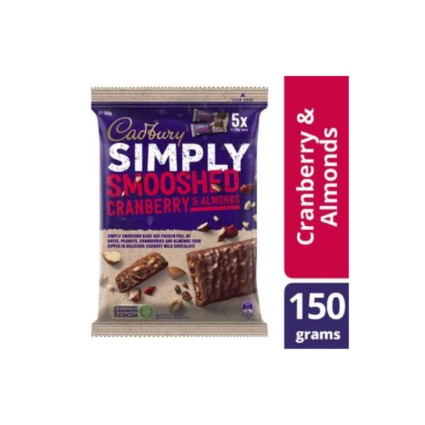 캐드버리 스무쉬드 크랜베리 &amp; 아몬드 쉐어 팩 150g, Cadbury Smooshed Cranberry &amp; Almond Share Pack 150g