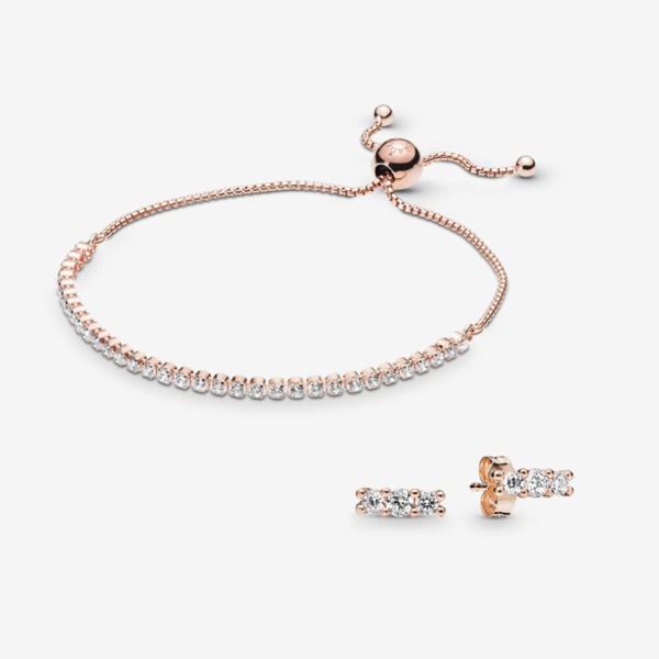 판도라 로즈 스파크링 엘레강스 브레이스릿 &amp; 이어링 기프트 셋 B801144, Pandora Pandora Rose Sparkling Elegance Bracelet &amp; Earring Gift Set B801144