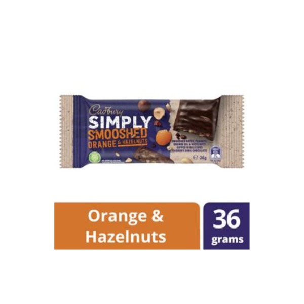 캐드버리 스무쉬드 오렌지 &amp; 헤이즐넛 바 36g, Cadbury Smooshed Orange &amp; Hazelnut Bar 36g