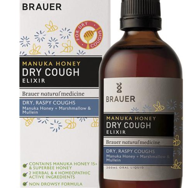브라우어 마누카 허니 드라이 기침 엘릭서 200ML, Brauer Manuka Honey Dry Cough Elixir 200ml