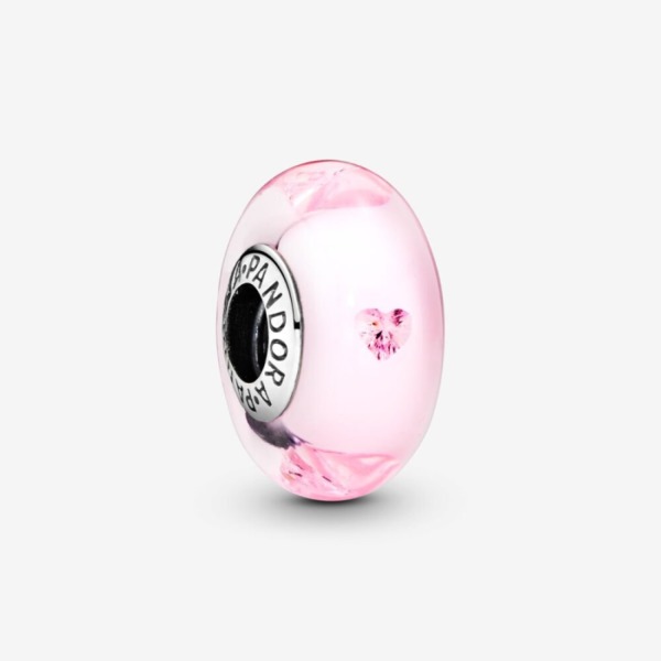판도라 핑크 뮤라노 글라스 하트 참 791632PCZ, Pandora Pink Murano Glass Hearts Charm 791632PCZ