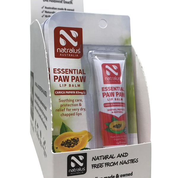 나트랄루스 에센셜 포 포 립 밤 12g x디스플레이, Natralus Essential Paw Paw Lip Balm 12g x 8 Display