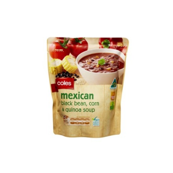 콜스 멕시칸 블랙 빈 콘 &amp; 퀴노아 수프 파우치 430g, Coles Mexican Black Bean Corn &amp; Quinoa Soup Pouch 430g