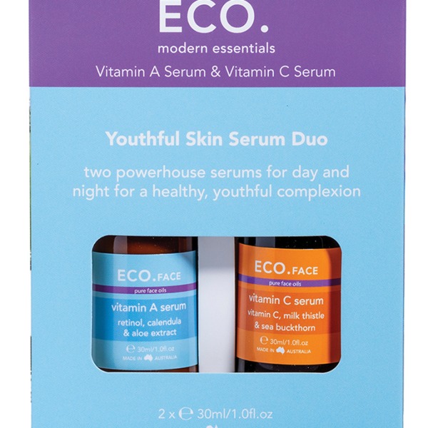 에코 모던 에센셜 페이스 세럼 듀오 유쓰풀 스킨 (비타민 A and 비타민 C 세럼) 30ml x팩, Eco Modern Essentials Face Serum Duo Youthful Skin (Vitamin A and Vitamin C Serum) 30ml x 2 Pack