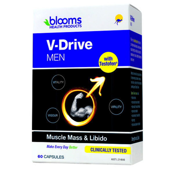 블룸스 남성 V-Drive 스트렝쓰 앤 리비도 60정 Blooms V-Drive for Men Strength and Libido 60 Capsules