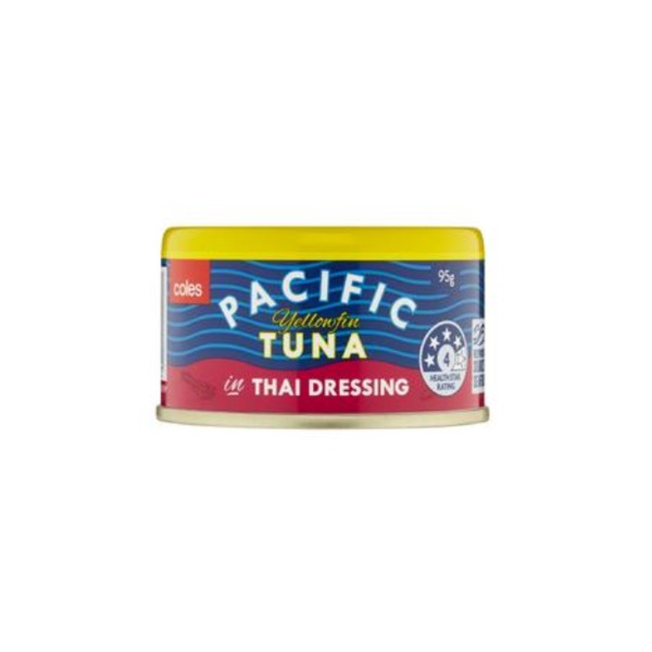 콜스 파시픽 옐로우핀 튜나 인 타이 드레싱 95g, Coles Pacific Yellowfin Tuna In Thai Dressing 95g
