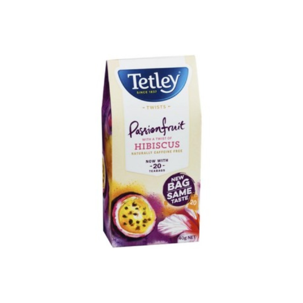 테트리 패션프룻 위드 A 트위스트 오브 히비스커스 카페인 프리 티 배그 20 팩 40g, Tetley Passionfruit With A Twist Of Hibiscus Caffeine Free Tea Bags 20 Pack 40g