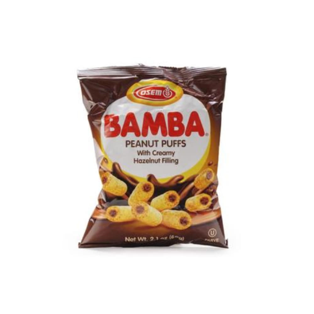 오셈 밤바 위드 헤이즐넛 필링 스낵 60g, Osem Bamba With Hazelnut Filling Snacks 60g