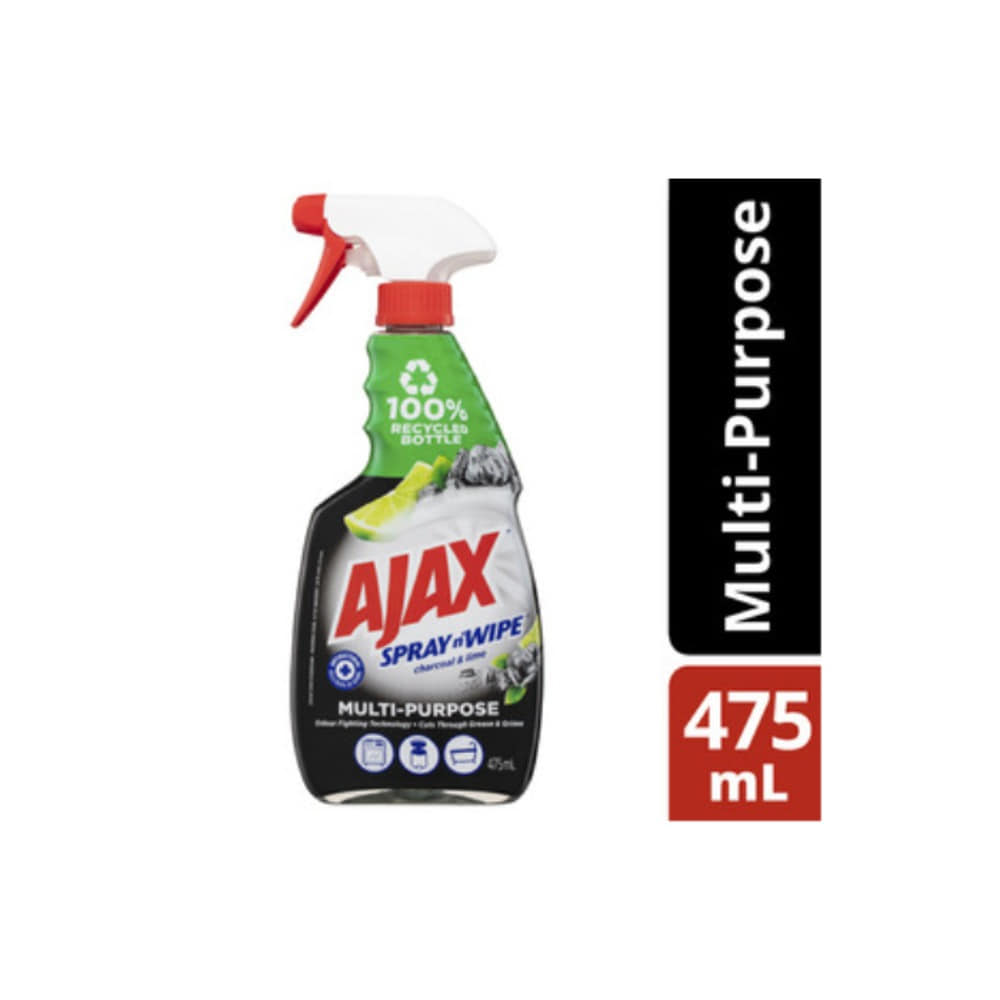 에이잭스 스프레이 N 와이프 차콜 &amp; 라임 멀티퍼포스 클리너 475ml, Ajax Spray N Wipe Charcoal &amp; Lime Multipurpose Cleaner 475mL