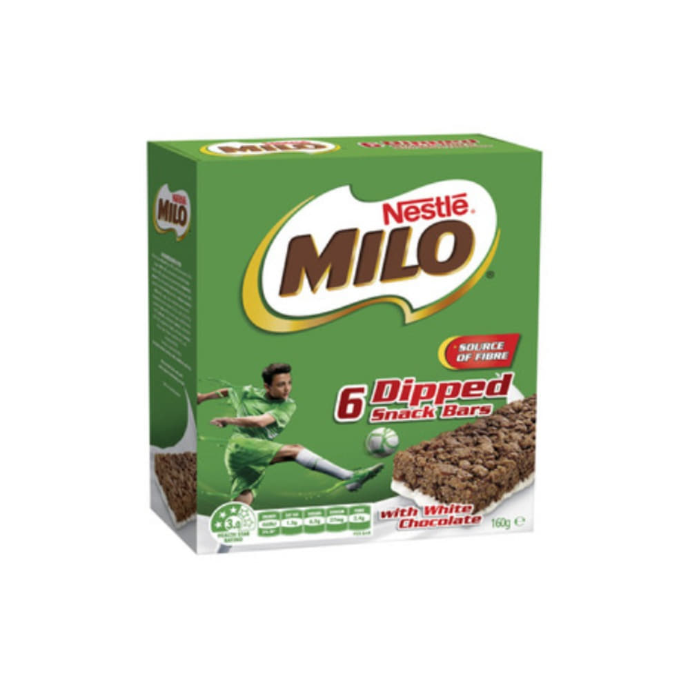 네슬레 마일로 딥드 위드 화이트 초코렛 스낵 바 6 팩 160g, Nestle Milo Dipped With White Chocolate Snack Bars 6 Pack 160g
