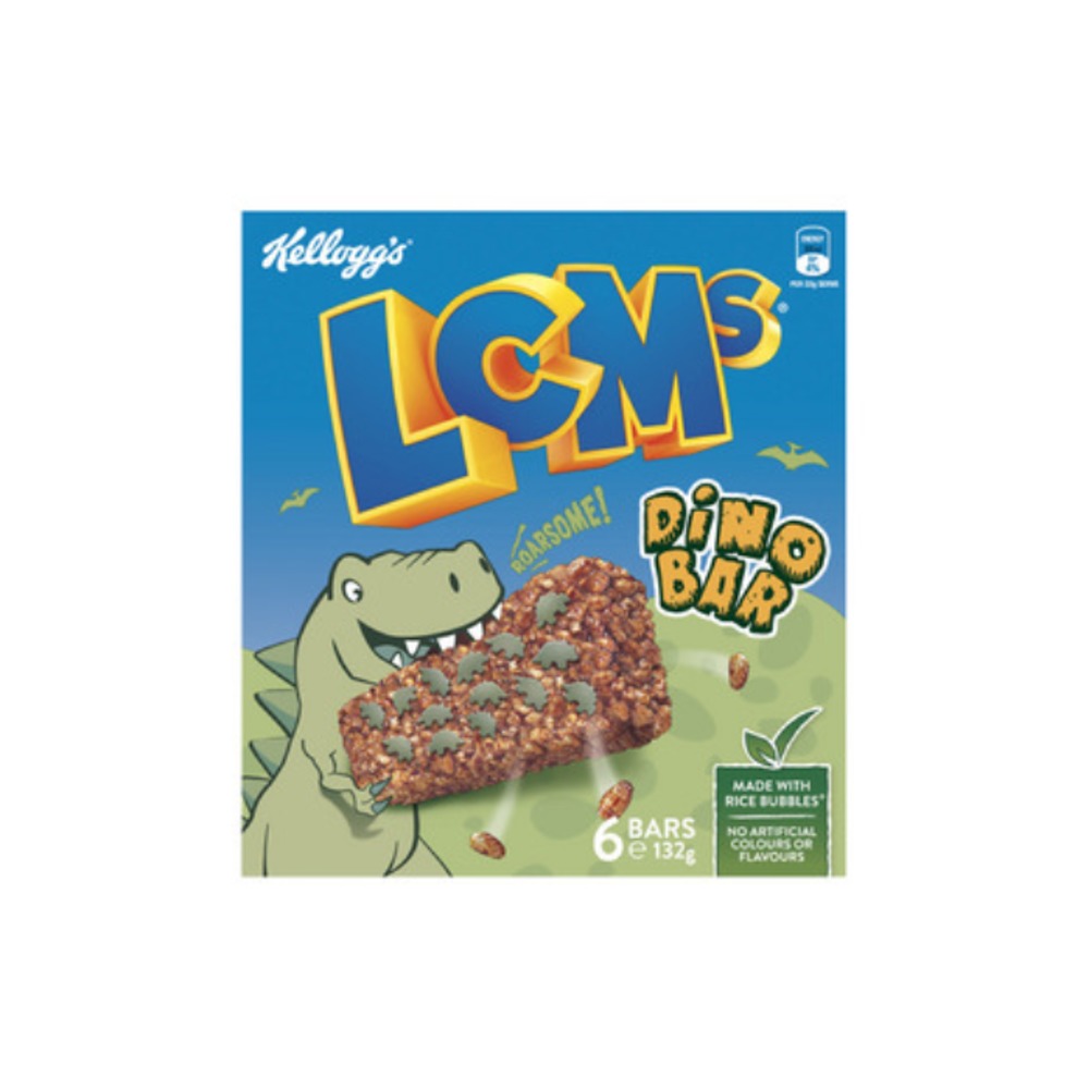 켈로그 LCMs 디노 퍼프드 라이드 브렉퍼스트 시리얼 바 6 팩 132g, Kelloggs LCMs Dino Puffed Rice Breakfast Cereal Bars 6 pack 132g
