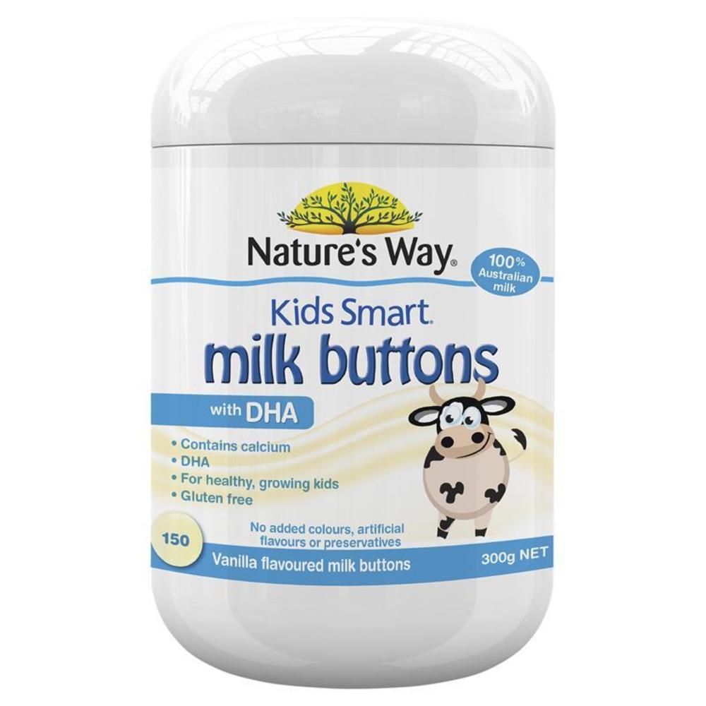 네이쳐스웨이 키즈 스마트 밀크 버튼스 윗 DHA 바닐라 150 츄어블 버튼스 Natures Way Kids Smart Milk Buttons with DHA Vanilla 150 Chewable Buttons
