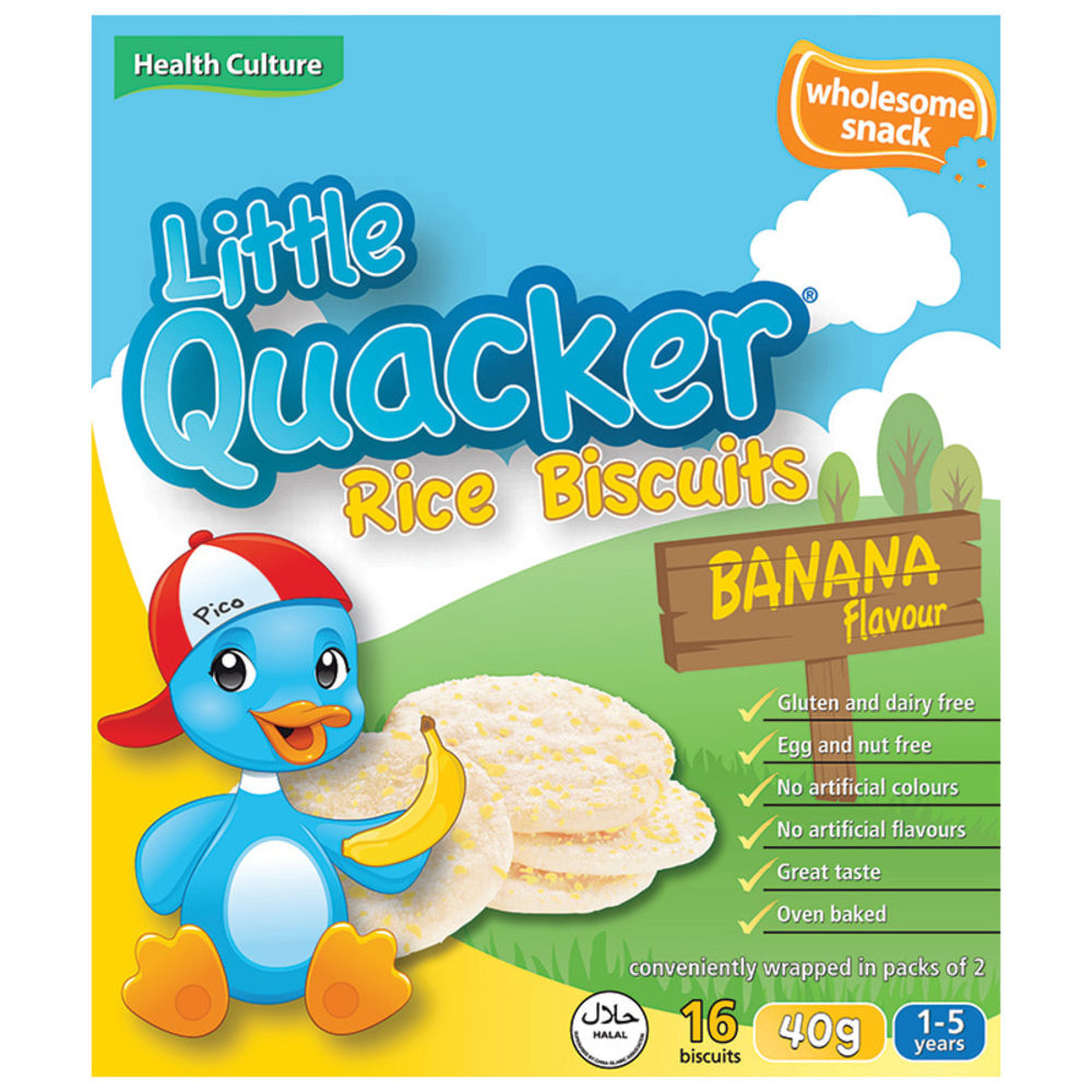리틀 오리 라이드 비스킷 바나나 플레이버 40g, Little Quacker Rice Biscuits Banana Flavour 40g