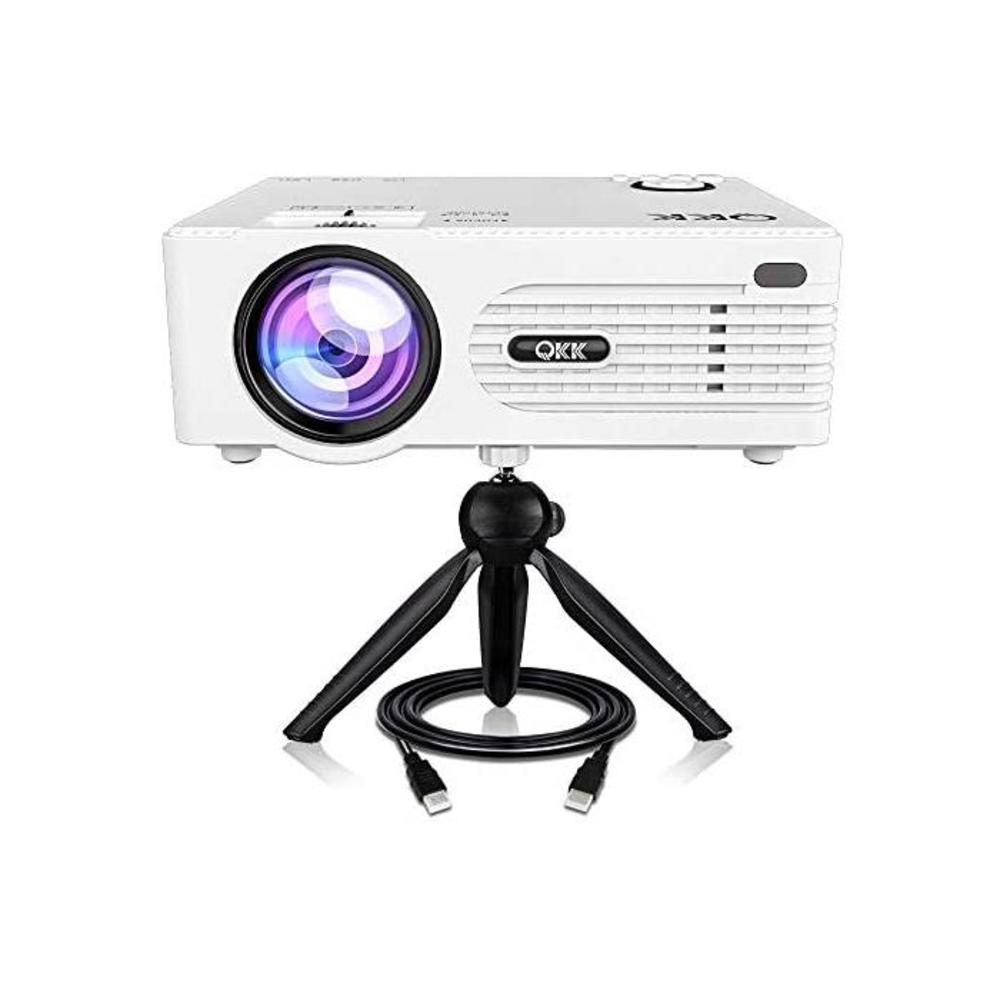 QKK Latest Upgraded 4200Lumens Mini Projector with 176 Projection Size, 1080P Supported Video Projector, Compatible with HDMI, VGA, AV, USB for Home Theater, Outdoor activities and B078JYXFWS