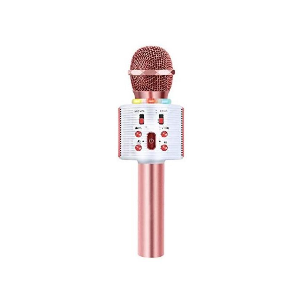 CREUSA Wireless Microphone, Portable Cordless Mic Handheld Karaoke Family Kids Player KTV Speaker with LED Ideal for Karaoke/Weddings/Party/Company/Birthday Compatible iPhone, Andr B08356XM95