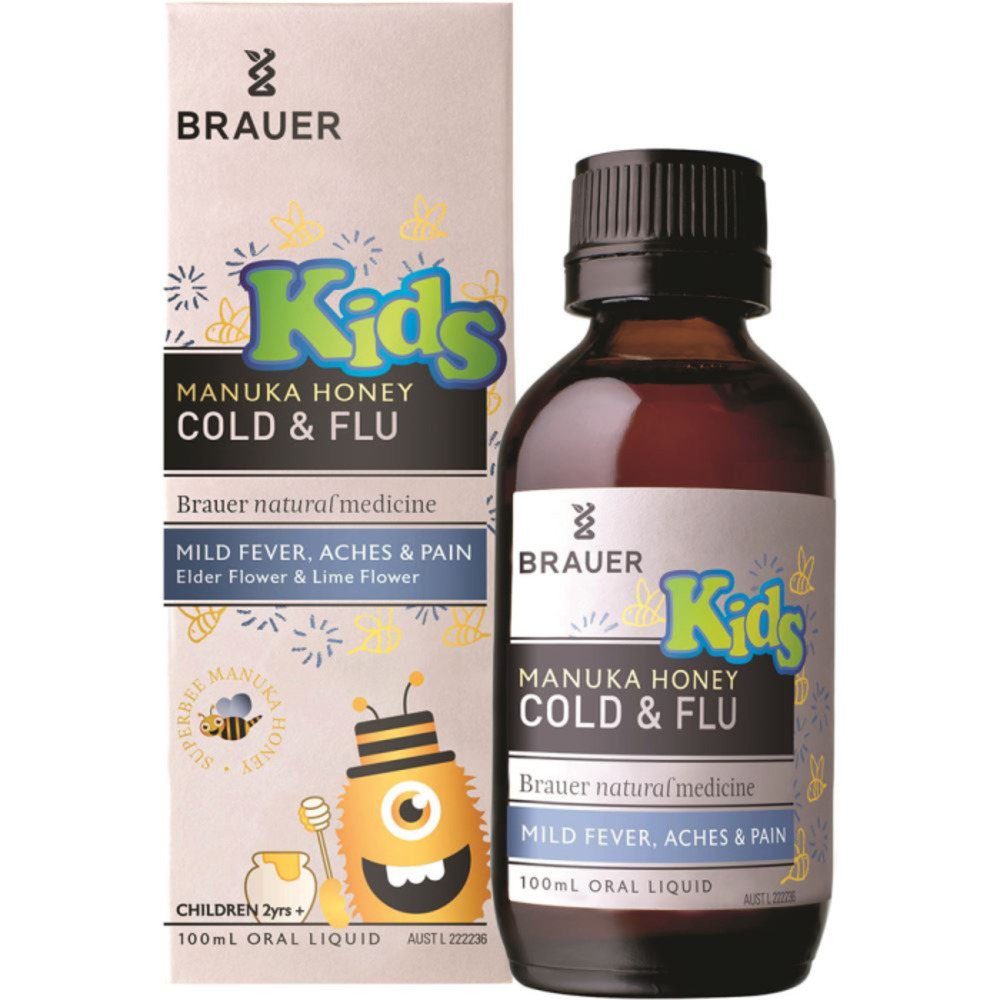 브라우어 키즈 마누카 허니 콜드 and 플루 (2+ 이얼스) 100ml, Brauer Kids Manuka Honey Cold and Flu (2+ years) 100ml