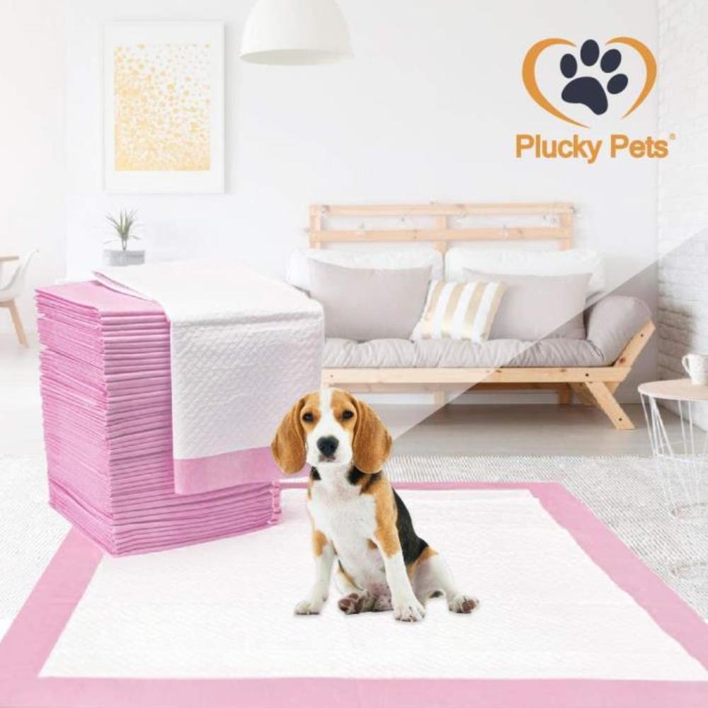 Plucky Pets - 50/100/200/400 Training and Puppy Pads Pee Pink Pads for Dogs 60x60cm - Super Absorbent &amp; Leak-Free (50 Pads) B07ZPKVBLJ