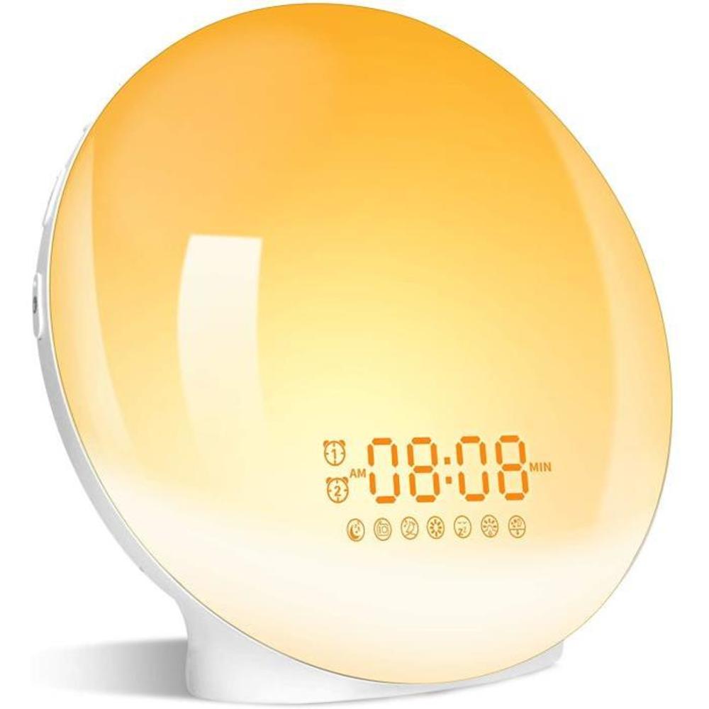 Wake- Up Light, LBell Alarm Clock 8 Colored Sunrise Simulation &amp; Sleep Aid Feature, Dual Alarm Clock with FM Radio, 7 Natural Sound and Snooze for Kids Adults Bedrooms (LB01-Sunris B07L87MH64