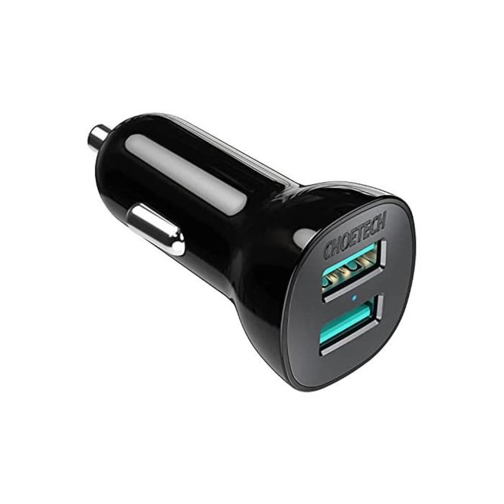 CHOETECH Car Charger, 36W Quick Charge 3.0 Dual USB Car Charger, Flush Fit Car Adapter with Blue LED, for Samsung Galaxy Note 10 Plus/Note 10/S20/S10 Plus/S10/S9/S8, iPhone 11/11 P B078XRYGRH