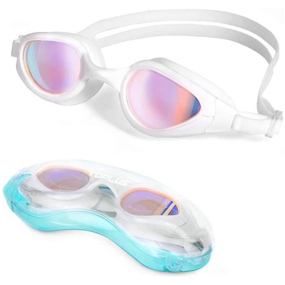 TOPLUS Swim Goggles, Goggles No Leaking Anti Fog UV Protection Swimming Goggles Triathlon for Men Women Youth Kids Child, with Mirrored &amp; Waterproof, UV Protection Clear Lenses B07XFM89T5