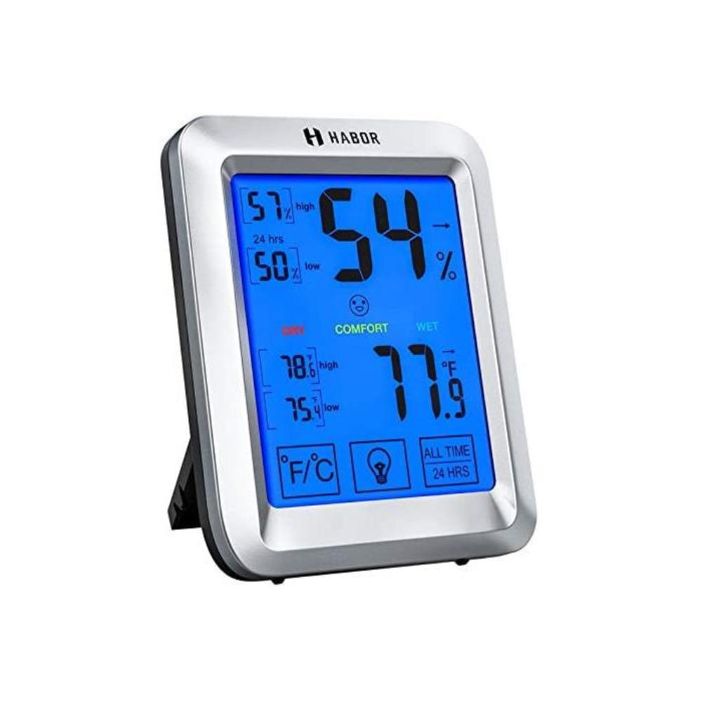Habor Hygrometer Indoor Thermometer with Jumbo Touchscreen and Backlight, [] Room Thermometer Humidity Gauge Indicator for Home Office Greenhouse Cellar (4.3 X 3.3 Inch) B07M6XXTHW