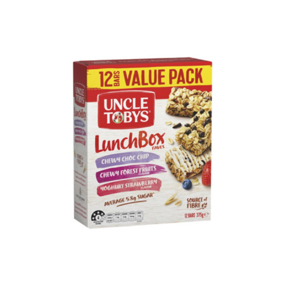 엉클 토비스 츄이 무슬리 바 런치박스 페이보릿 밸류 12 팩 375g, Uncle Tobys Chewy Muesli Bars Lunchbox Favourites Value 12 Pack 375g