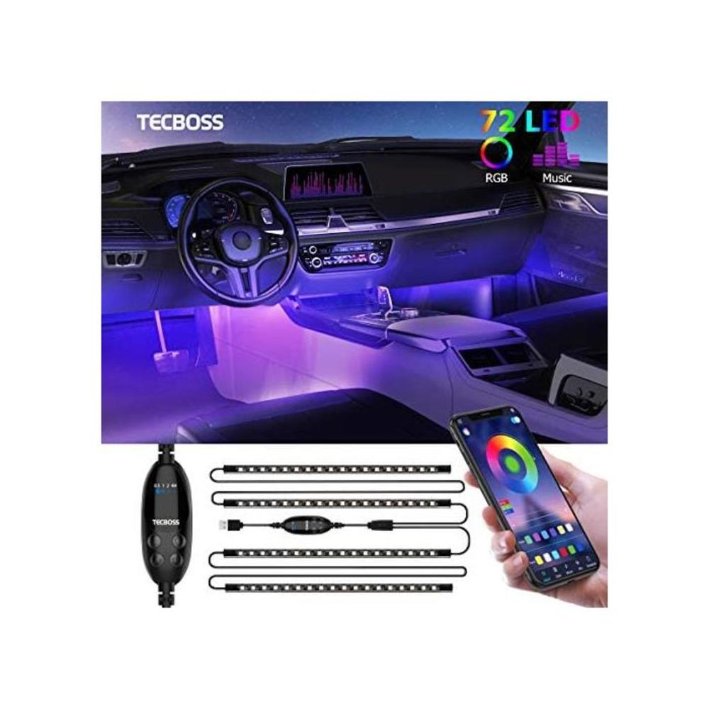 Interior Car Lights, Tecboss LED Strip Lights, Atmosphere Lights with 72 LEDs Waterproof, Bluetooth APP Remote Control, USB Port Car Charger Light Bar Kits, DC 5V B089LJZGHZ