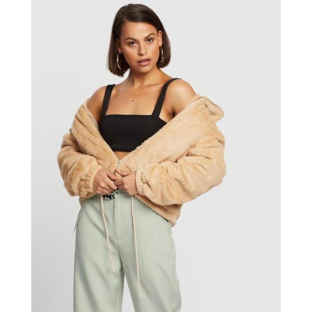 Missguided Cropped Faux Fur Bomber Jacket MI250AA07QYQ