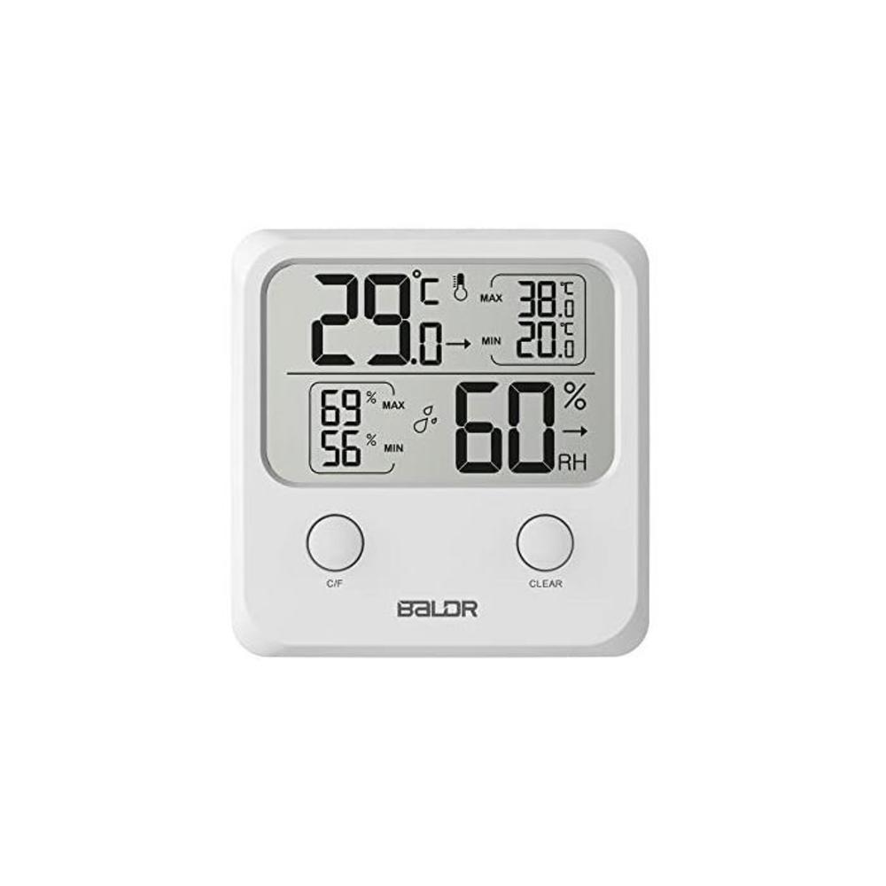BALDR Digital Thermo-Hygrometer Square Thermometer Monitor Temperature Gauge Humidity with Standing Wall Hanging Magnet White B07BKT1T6J