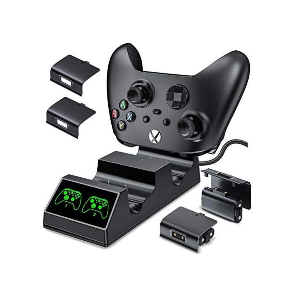 Charging Station for Xbox One&amp;Xbox Series X Controller(Fits Newest Controller), Controller Charger for Xbox One/Series X S/X/S/Elite,Charger Station with 2x1200mAh Rechargeable Bat B08LDD7YK8