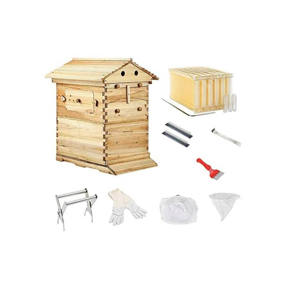 Wooden Beekeeping Beehive House +7PCS Upgraded Auto Honey Bee Comb Hive Frame B0924LVD6C