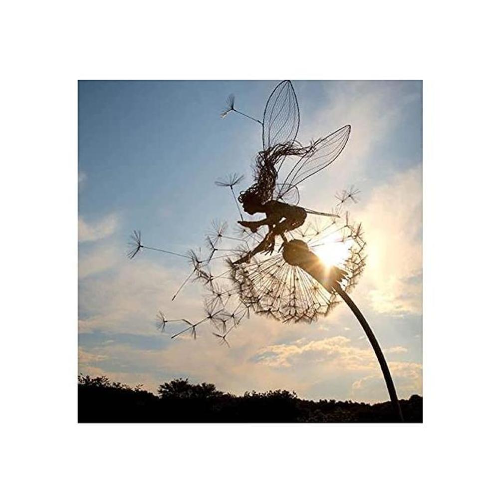 Fairies and Dandelions Dance Together, Dramatic Steel Wire Sculptures of Agile ?Fairies? in Motion, Robin Wight Wire Fairy Dandelion Sculpture, with Standing Pole, Suitable for Law B096B97NM8