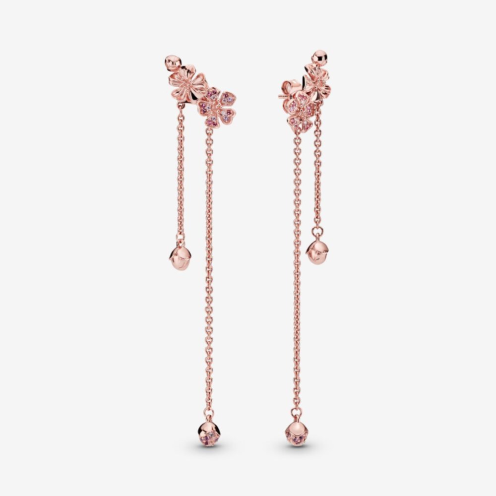 판도라 핑크 피치 블로섬 플라워 댕글 이어링 288089NCCMX, Pandora Pink Peach Blossom Flower Dangle Earrings 288089NCCMX