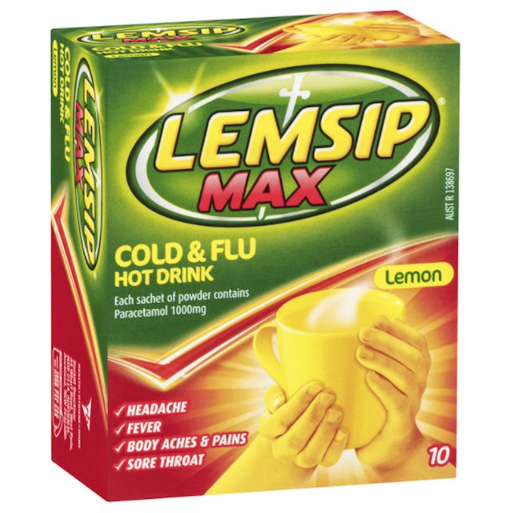 렘쉽 맥스 콜드 &amp; 플루 핫 드링크 레몬맛 10팩 Lemsip Max Cold &amp; Flu Hot Drink with Decongestant Lemon flavour 10 Sachet