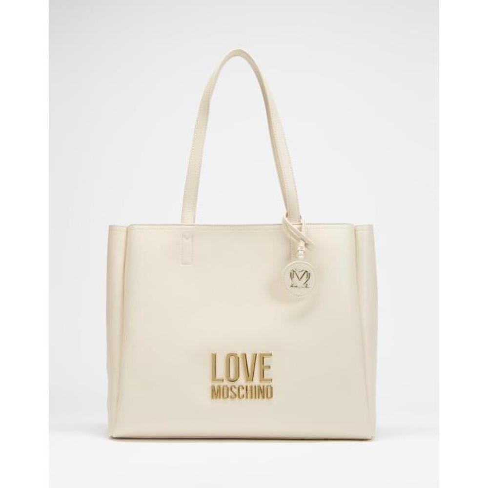 LOVE MOSCHINO Gold Metal Logo Tote Bag LO854AC91URO