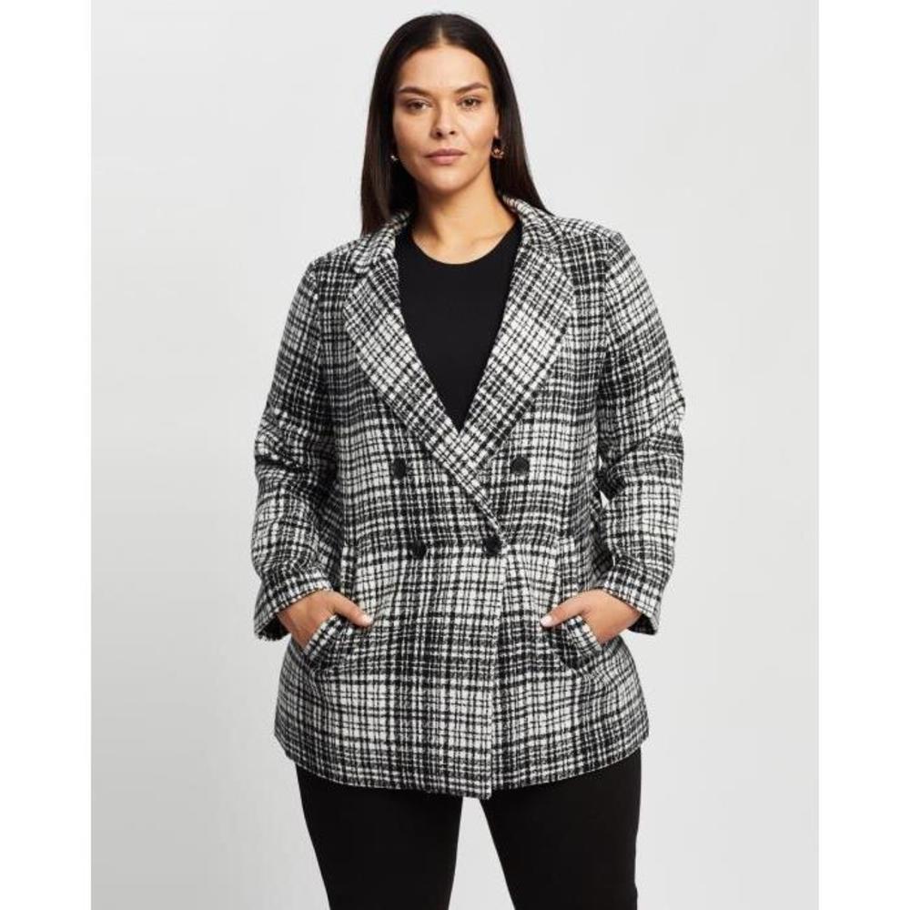 Atmos&amp;Here Curvy Check Wool Blend Coat AT763CA82ZZX