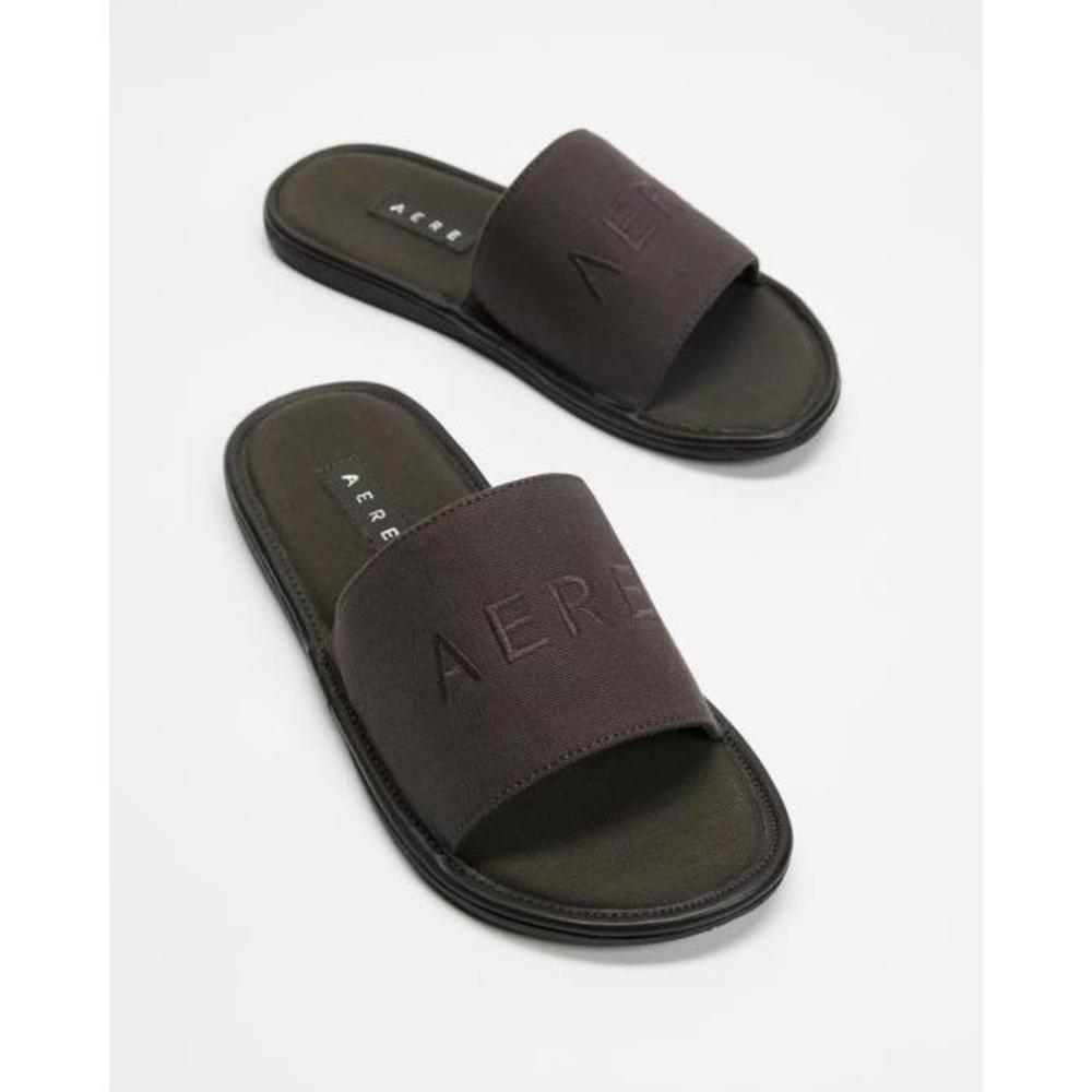 AERE Organic Canvas Embroidered House Slides AE897SH84OOD