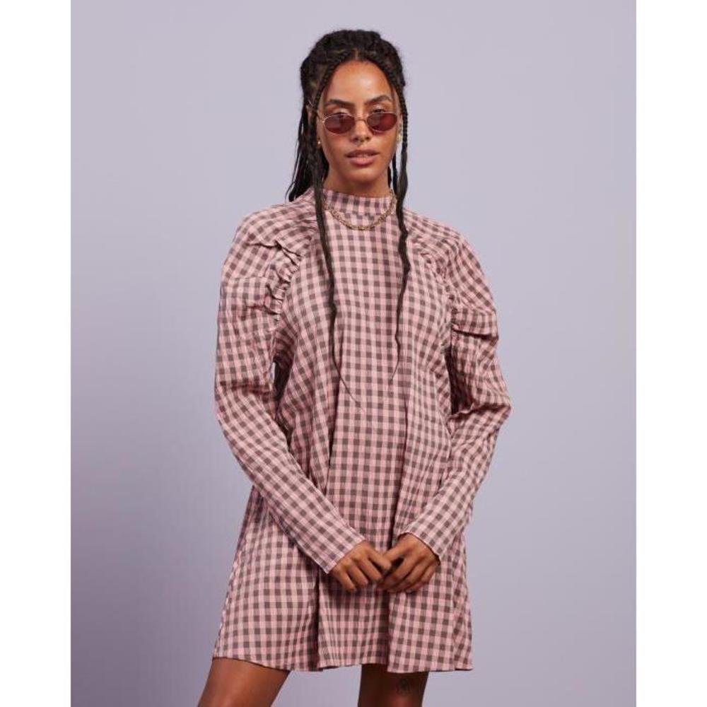 Missguided Check Puff Sleeve A-Line Dress MI250AA12IST