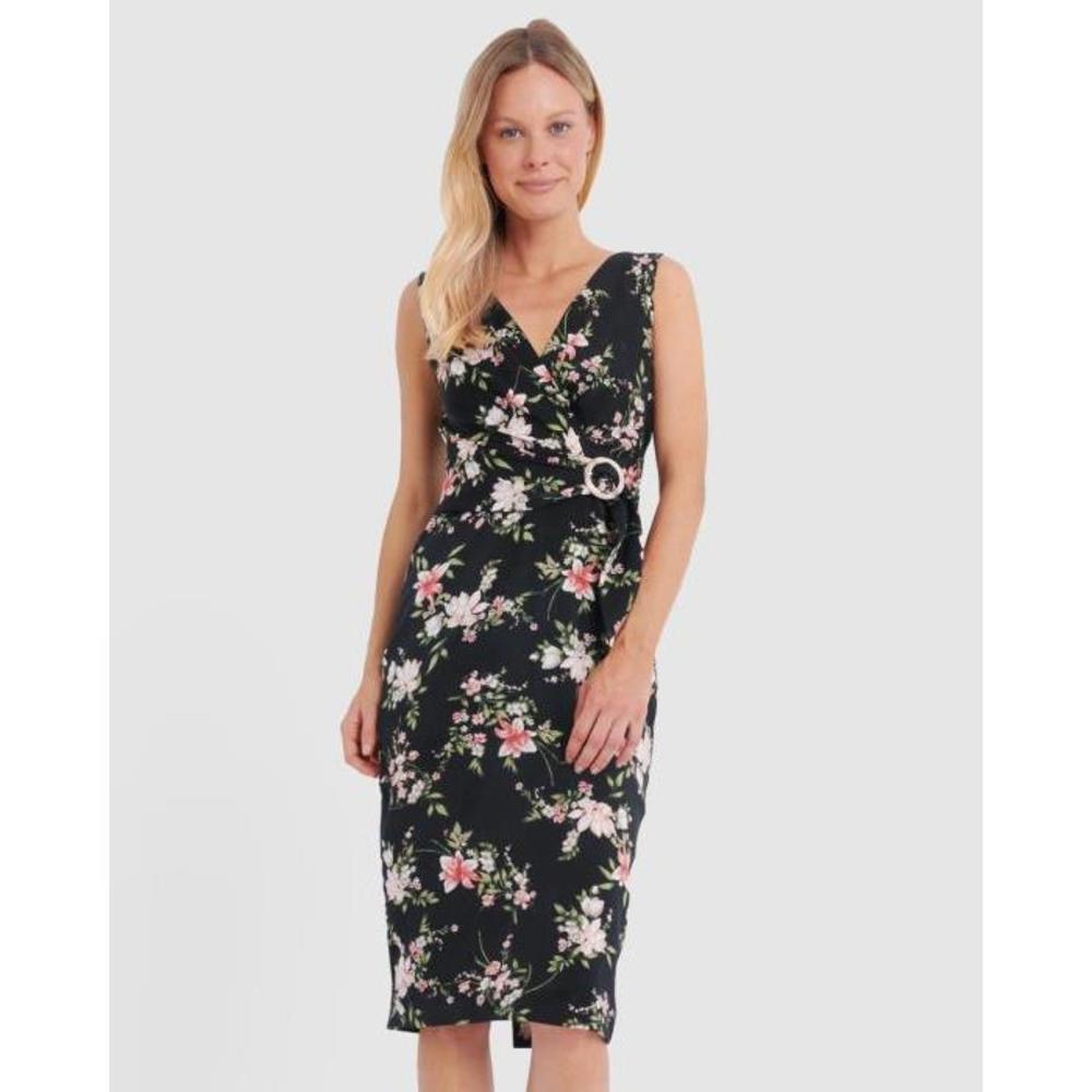 Forcast Ava Floral Belted Midi Dress FO571AA71IQU